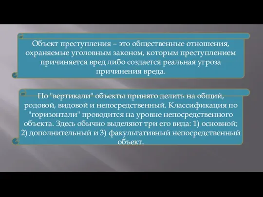 Объект преступления – это общественные отношения, охраняемые уголовным законом, которым