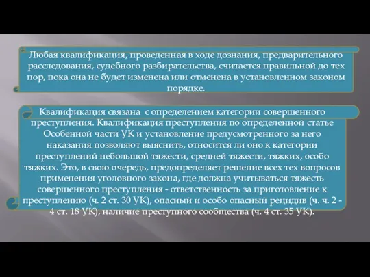 Любая квалификация, проведенная в ходе дознания, предварительного расследования, судебного разбирательства,