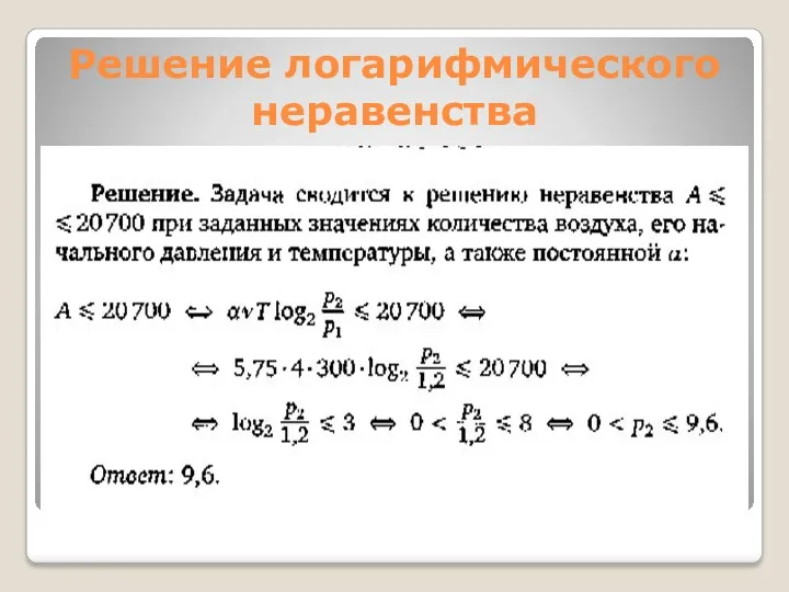 Решение логарифмического неравенства