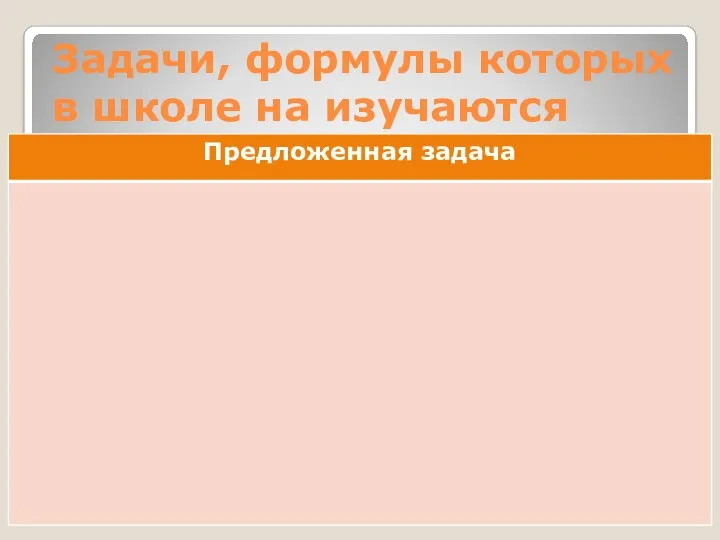 Задачи, формулы которых в школе на изучаются