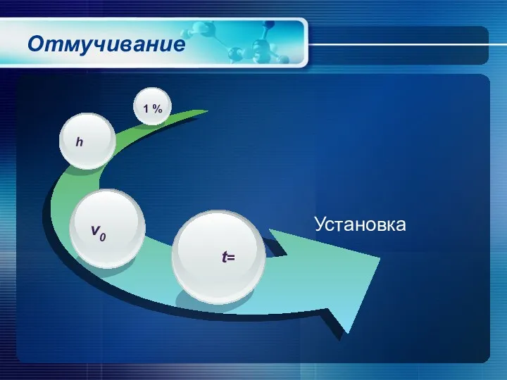 Отмучивание Установка t= h 1 %