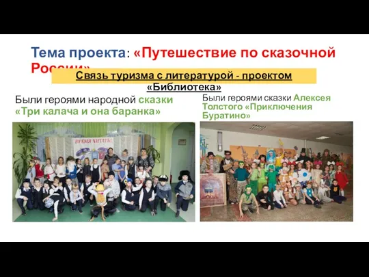 Тема проекта: «Путешествие по сказочной России» Связь туризма с литературой
