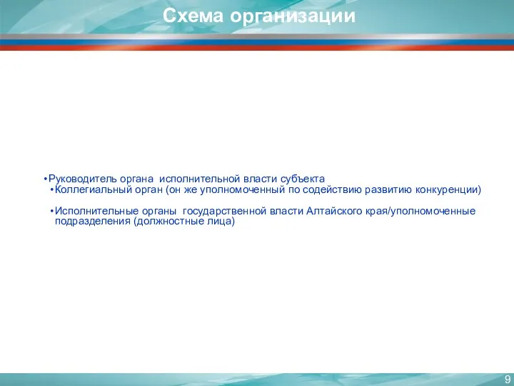 Схема организации Руководитель органа исполнительной власти субъекта Коллегиальный орган (он