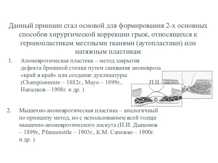 Данный принцип стал основой для формирования 2-х основных способов хирургической