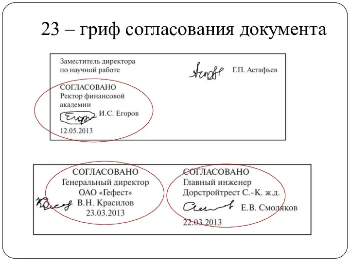 23 – гриф согласования документа