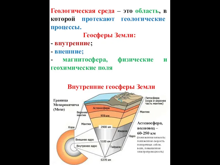 Геологическая среда – это область, в которой протекают геологические процессы.