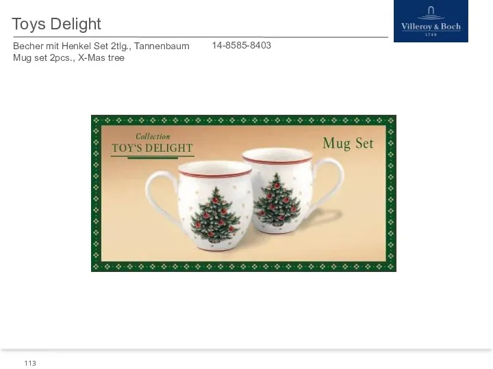 Toys Delight Becher mit Henkel Set 2tlg., Tannenbaum Mug set 2pcs., X-Mas tree 14-8585-8403