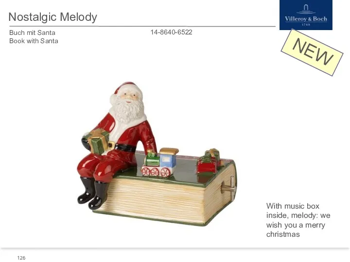 NEW Nostalgic Melody 14-8640-6522 Buch mit Santa Book with Santa