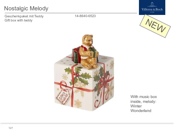 Nostalgic Melody 14-8640-6523 Geschenkpaket mit Teddy Gift box with teddy