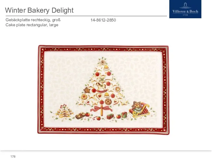 Winter Bakery Delight 14-8612-2850 Gebäckplatte rechteckig, groß Cake plate rectangular, large