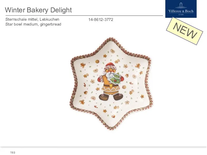 Winter Bakery Delight 14-8612-3772 Sternschale mittel, Lebkuchen Star bowl medium, gingerbread NEW