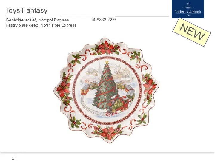 NEW Toys Fantasy Gebäckteller tief, Nordpol Express Pastry plate deep, North Pole Express 14-8332-2276