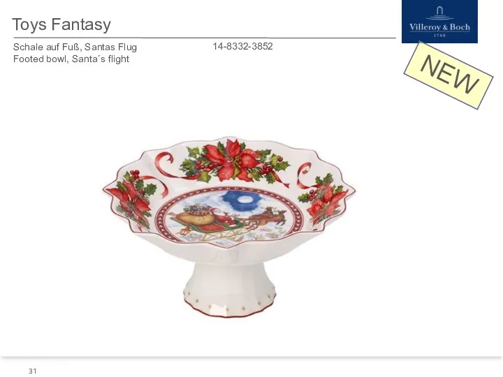 NEW Toys Fantasy Schale auf Fuß, Santas Flug Footed bowl, Santa´s flight 14-8332-3852