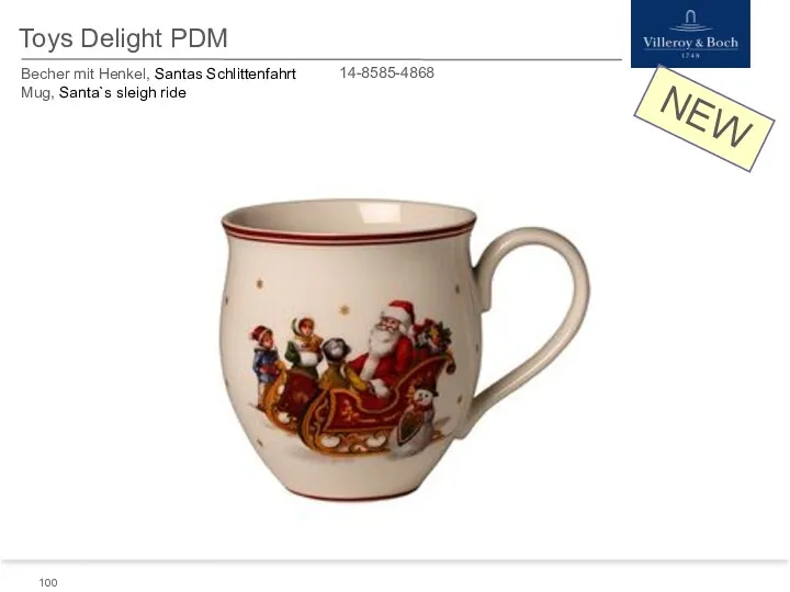 Toys Delight PDM Becher mit Henkel, Santas Schlittenfahrt Mug, Santa`s sleigh ride 14-8585-4868 NEW