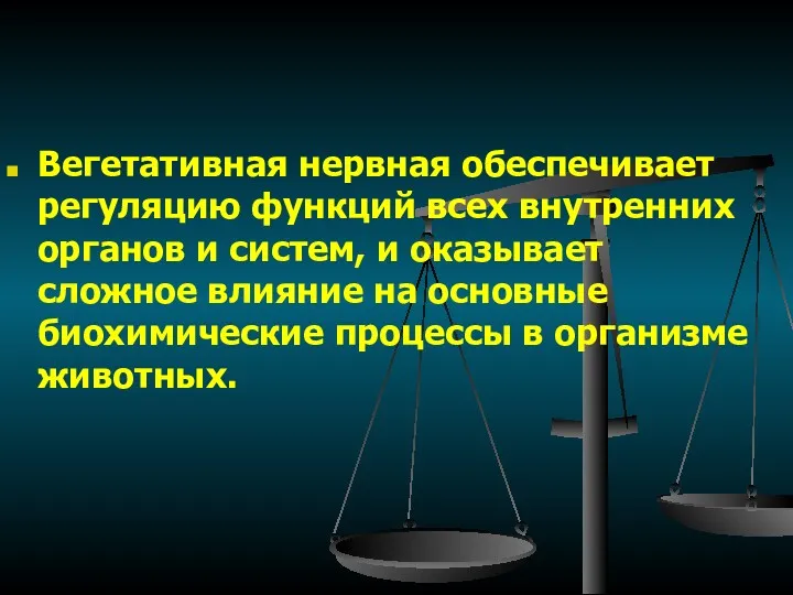 Вегетативная нервная обеспечивает регуляцию функций всех внутренних органов и систем,