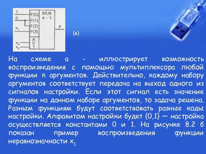 На схеме а - иллюстрирует возможность воспроизведения с помощью мультиплексора