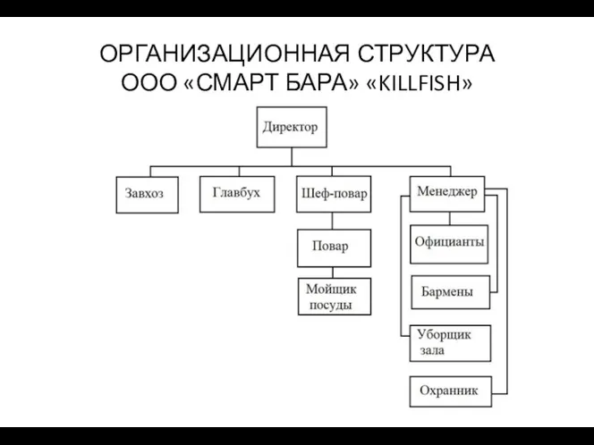 ОРГАНИЗАЦИОННАЯ СТРУКТУРА ООО «СМАРТ БАРА» «KILLFISH»