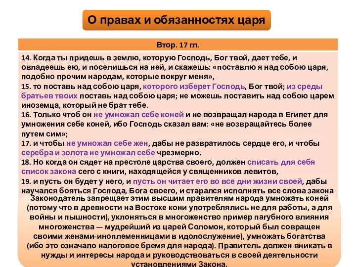 О правах и обязанностях царя Сам Господь неоднократно обещал патриархам