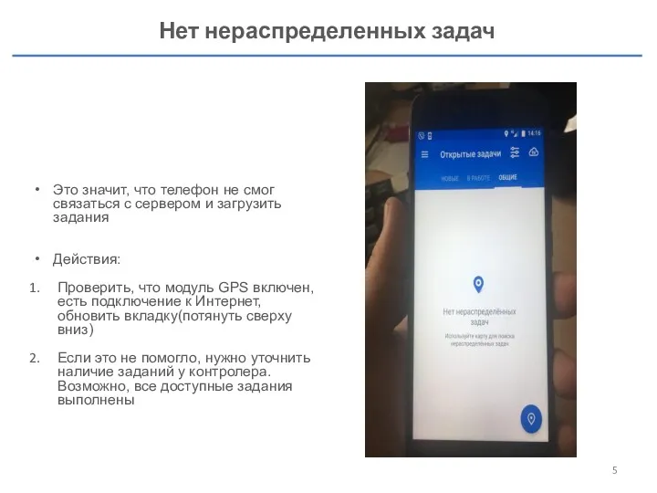 Нет нераспределенных задач Это значит, что телефон не смог связаться