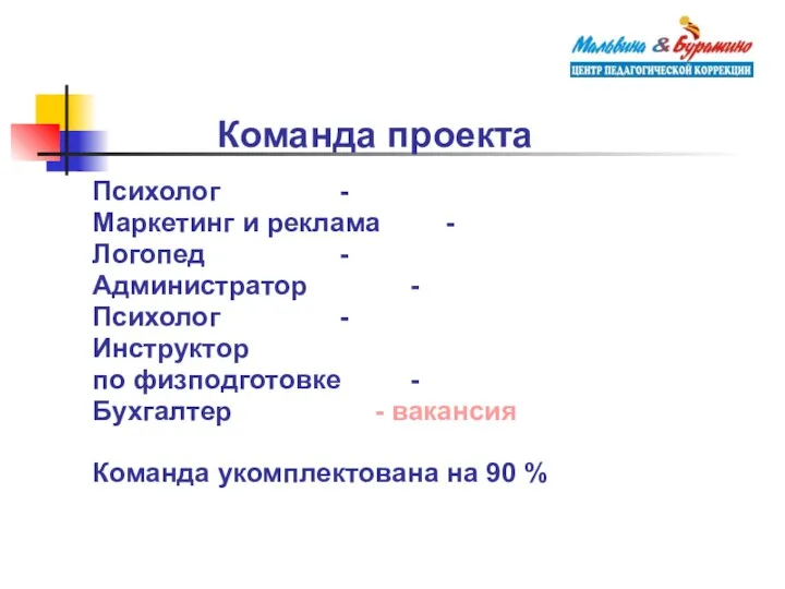 Команда проекта Психолог - Маркетинг и реклама - Логопед -