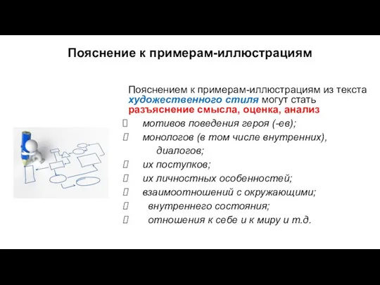 Пояснение к примерам-иллюстрациям Пояснением к примерам-иллюстрациям из текста художественного стиля