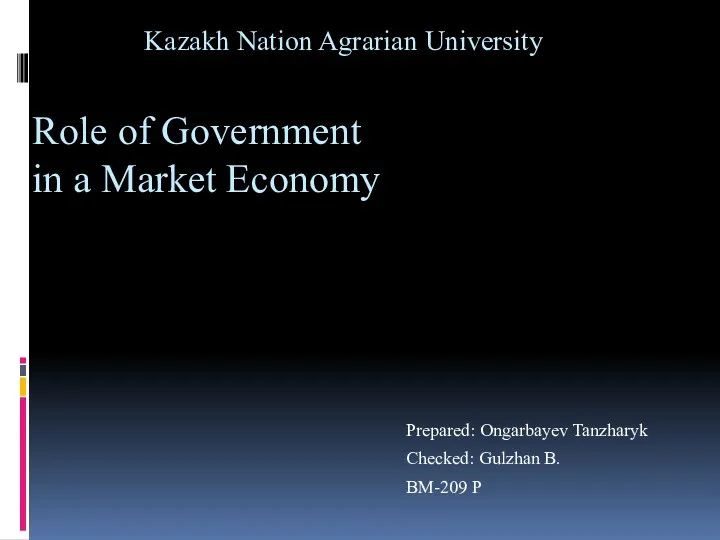 Role of Government in a Market Economy
