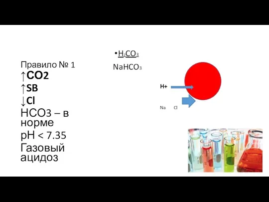 Правило № 1 H2CO3 NaHCO3 ↑СО2 ↑SB ↓Cl НСО3 –