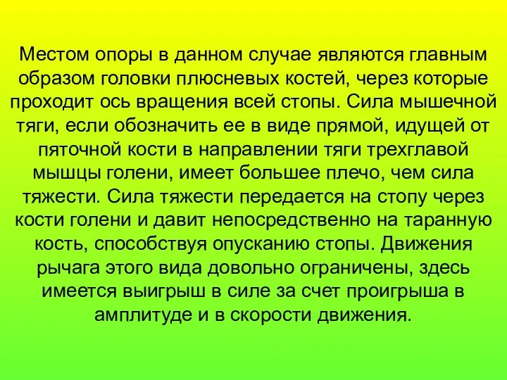 Местом опоры в данном случае являются главным образом головки плюсневых