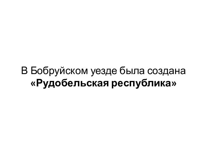 В Бобруйском уезде была создана «Рудобельская республика»