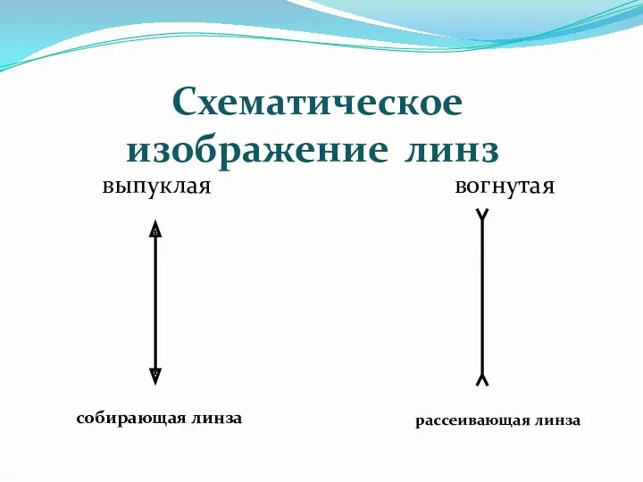 Схематическое изображение линз выпуклая вогнутая