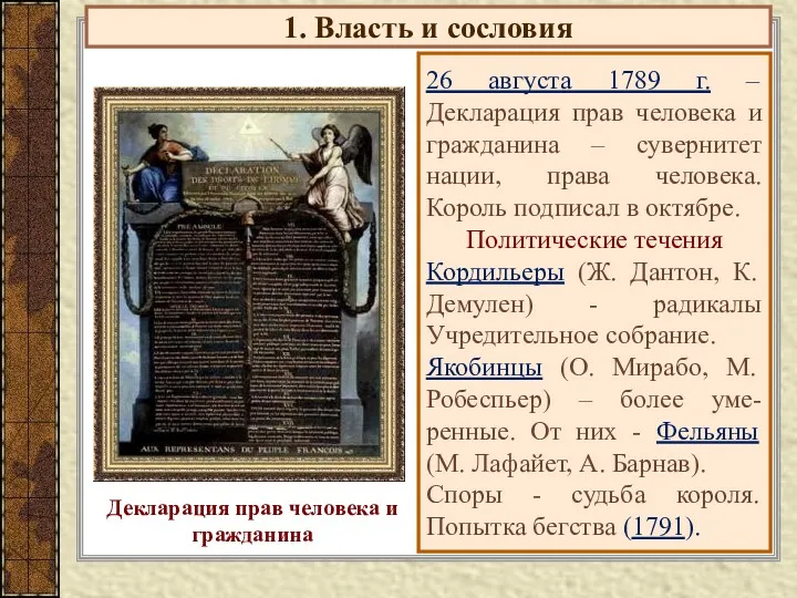 1. Власть и сословия 26 августа 1789 г. – Декларация