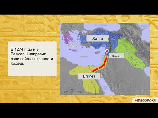 В 1274 г. до н.э. Рамсес II направил свои войска к крепости Кадеш. Хатти Египет Кадеш