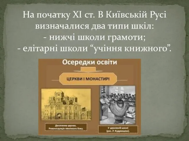 На початку XI ст. В Київській Русі визначалися два типи