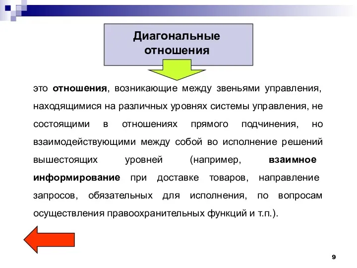 Диагональные отношения это отношения, возникающие между звеньями управления, находящимися на