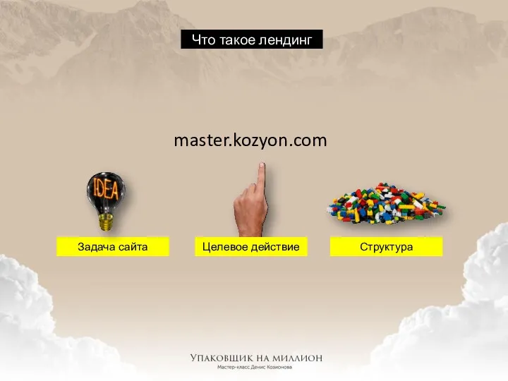 Что такое лендинг master.kozyon.com Структура Задача сайта Целевое действие