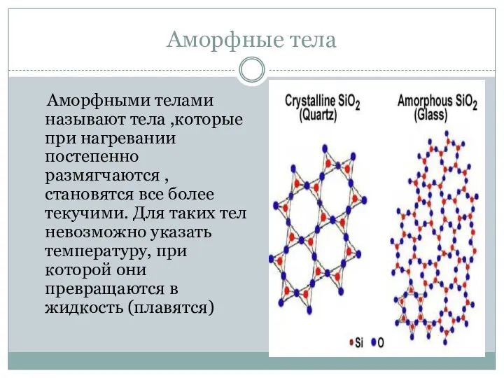 Аморфные тела Аморфными телами называют тела ,которые при нагревании постепенно