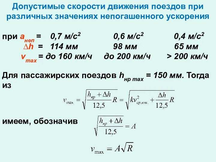 при анеп = 0,7 м/с2 0,6 м/с2 0,4 м/с2 ∆h = 114 мм