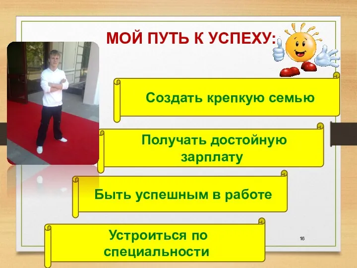 Устроиться по специальности Быть успешным в работе Получать достойную зарплату