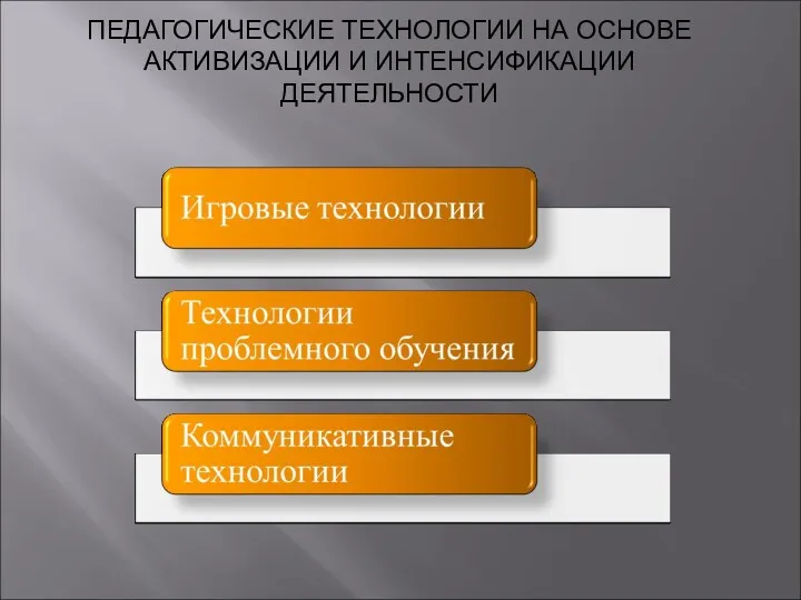 ПЕДАГОГИЧЕСКИЕ ТЕХНОЛОГИИ НА ОСНОВЕ АКТИВИЗАЦИИ И ИНТЕНСИФИКАЦИИ ДЕЯТЕЛЬНОСТИ