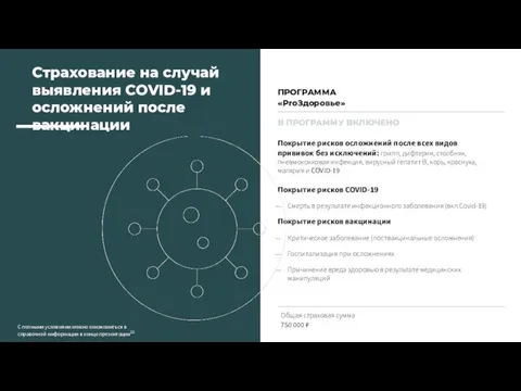 ПРОГРАММА «ProЗдоровье» Страхование на случай выявления COVID-19 и осложнений после