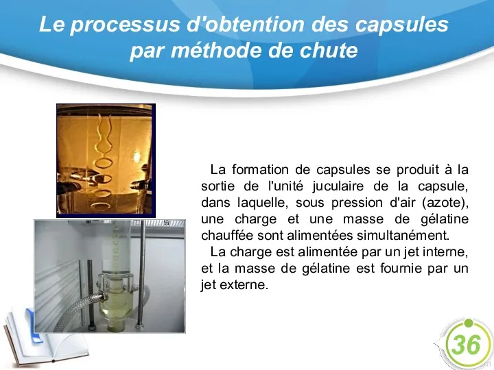 Le processus d'obtention des capsules par méthode de chute 36