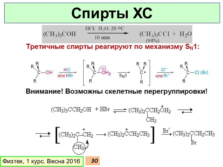 Физтех, 1 курс. Весна 2016 Спирты ХС