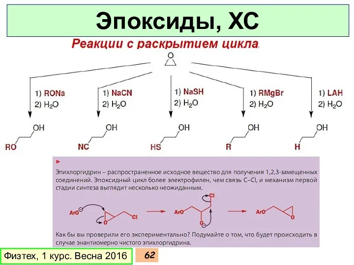 Физтех, 1 курс. Весна 2016 Эпоксиды, ХС