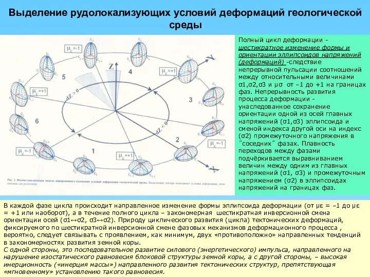 Выделение рудолокализующих условий деформаций геологической среды В каждой фазе цикла