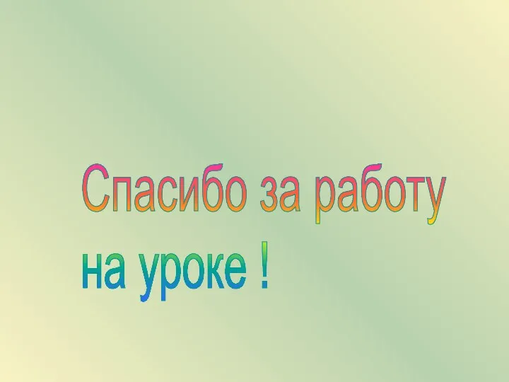 Спасибо за работу на уроке !