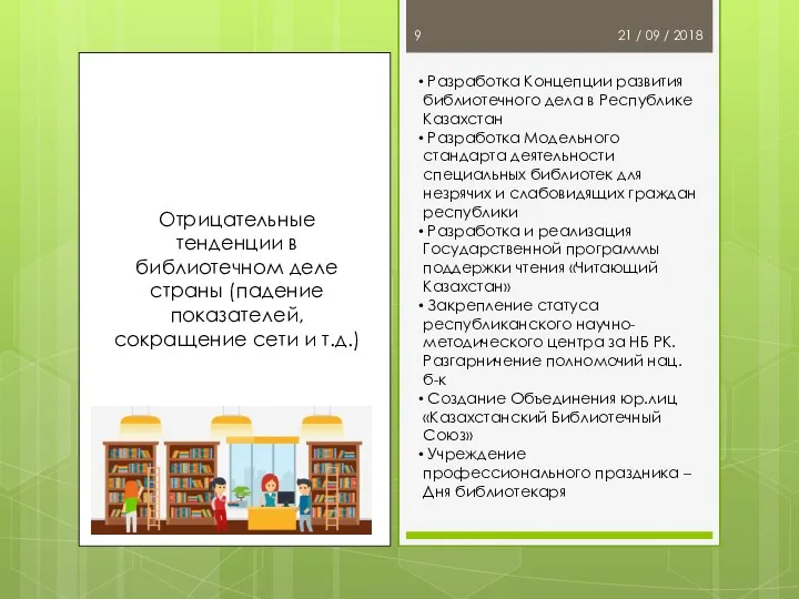 21 / 09 / 2018 Отрицательные тенденции в библиотечном деле