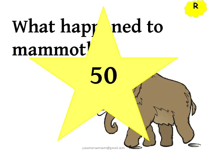 R yasamansamsami@gmail.com What happened to mammoths? 50