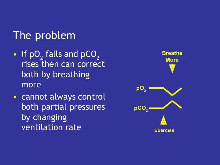 The problem if pO2 falls and pCO2 rises then can correct both by
