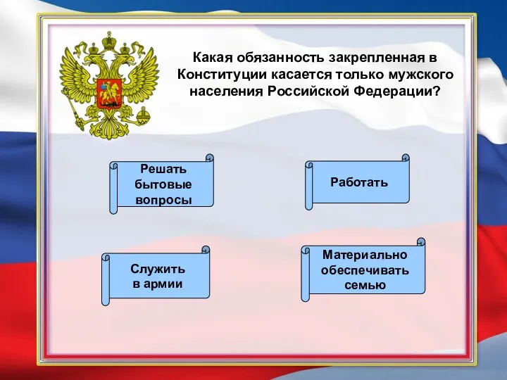 Какая обязанность закрепленная в Конституции касается только мужского населения Российской