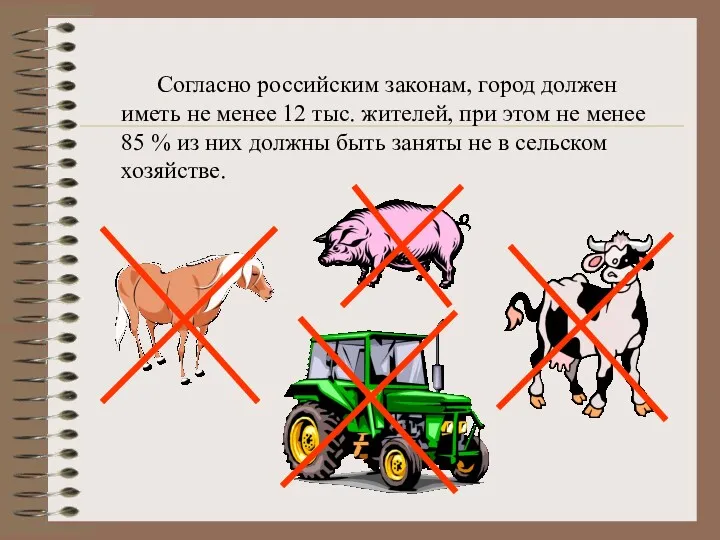 Согласно российским законам, город должен иметь не менее 12 тыс.